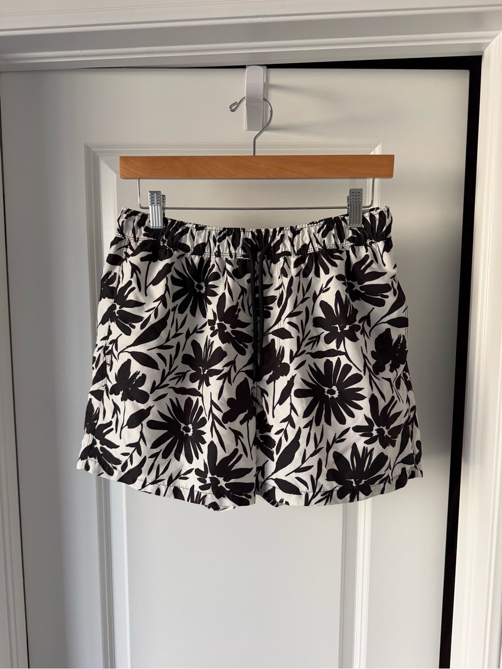 ASOS Black and White Floral Elastic Waist Shorts